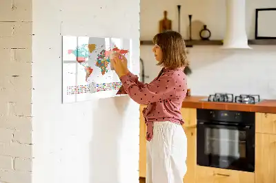 Lavagna magnetica per disegnare con mappa del mondo colorata