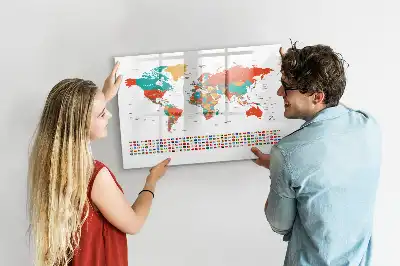 Lavagna magnetica per disegnare con mappa del mondo colorata