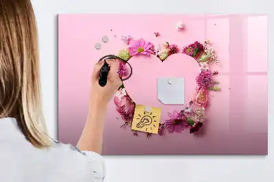 Lavagna magnetica per disegnare motivo cuore di fiori