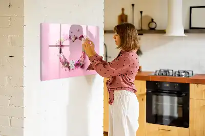 Lavagna magnetica per disegnare motivo cuore di fiori
