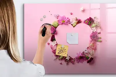 Lavagna magnetica per disegnare motivo cuore di fiori