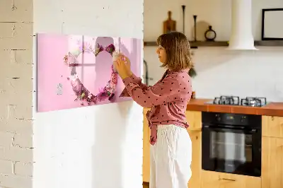 Lavagna magnetica per disegnare motivo cuore di fiori