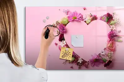 Lavagna magnetica per disegnare motivo cuore di fiori