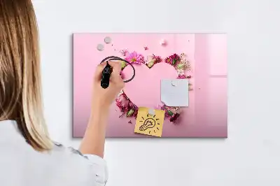 Lavagna magnetica per disegnare motivo cuore di fiori