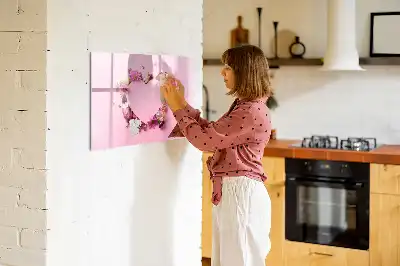 Lavagna magnetica per disegnare motivo cuore di fiori