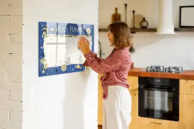 Lavagna magnetica per disegnare pianificatore settimanale con design cosmico