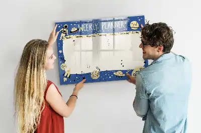 Lavagna magnetica per disegnare pianificatore settimanale con design cosmico