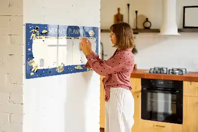 Lavagna magnetica per disegnare pianificatore settimanale con design cosmico