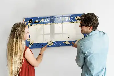 Lavagna magnetica per disegnare pianificatore settimanale con design cosmico