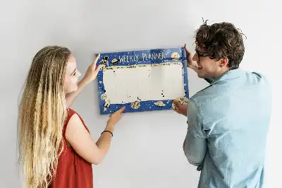 Lavagna magnetica per disegnare pianificatore settimanale con design cosmico