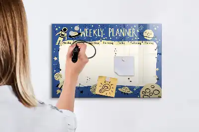 Lavagna magnetica per disegnare pianificatore settimanale con design cosmico