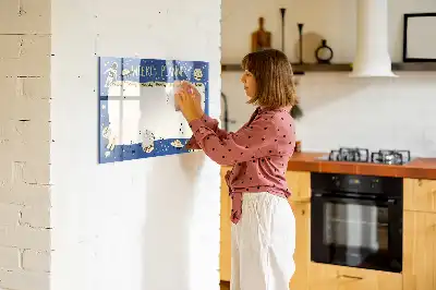 Lavagna magnetica per disegnare pianificatore settimanale con design cosmico