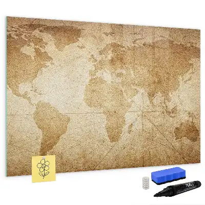 Lavagna magnetica da parete mappa del mondo in stile vintage