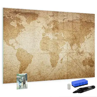 Lavagna magnetica da parete mappa del mondo in stile vintage