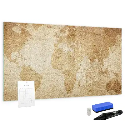 Lavagna magnetica da parete mappa del mondo in stile vintage