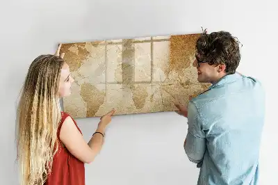 Lavagna magnetica da parete mappa del mondo in stile vintage