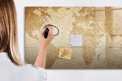 Lavagna magnetica da parete mappa del mondo in stile vintage