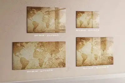 Lavagna magnetica da parete mappa del mondo in stile vintage