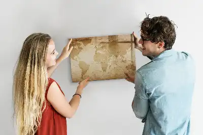 Lavagna magnetica da parete mappa del mondo in stile vintage