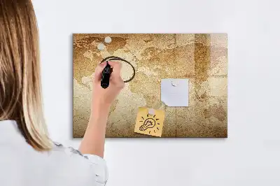 Lavagna magnetica da parete mappa del mondo in stile vintage