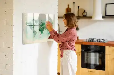 Mappa del mondo ad acquerello lavagna magnetica per scrivere