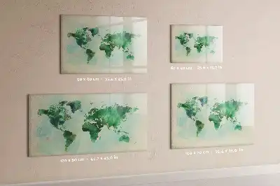 Mappa del mondo ad acquerello lavagna magnetica per scrivere