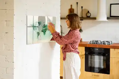Mappa del mondo ad acquerello lavagna magnetica per scrivere