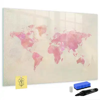 Lavagna magnetica per disegnare motivo mappa del mondo ad acquerello