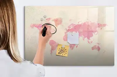 Lavagna magnetica per disegnare motivo mappa del mondo ad acquerello