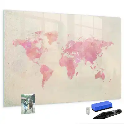 Lavagna magnetica per disegnare motivo mappa del mondo ad acquerello