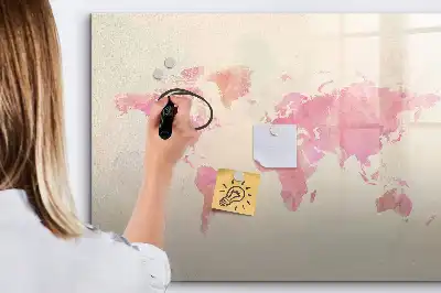 Lavagna magnetica per disegnare motivo mappa del mondo ad acquerello