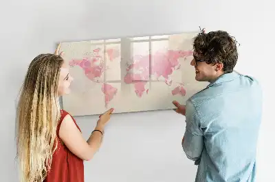 Lavagna magnetica per disegnare motivo mappa del mondo ad acquerello