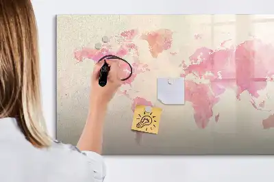 Lavagna magnetica per disegnare motivo mappa del mondo ad acquerello