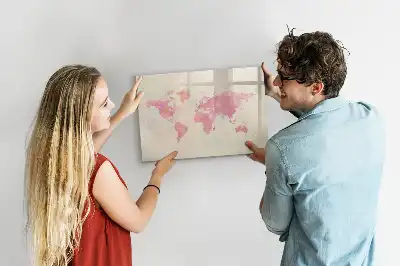 Lavagna magnetica per disegnare motivo mappa del mondo ad acquerello
