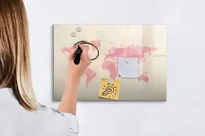 Lavagna magnetica per disegnare motivo mappa del mondo ad acquerello