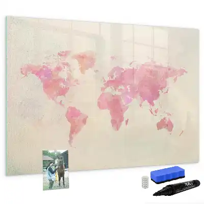 Lavagna magnetica per disegnare motivo mappa del mondo ad acquerello