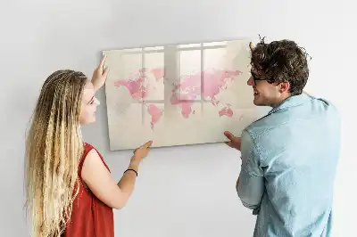 Lavagna magnetica per disegnare motivo mappa del mondo ad acquerello