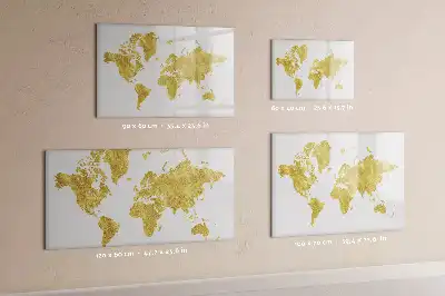 Lavagna magnetica mappa del mondo dorata
