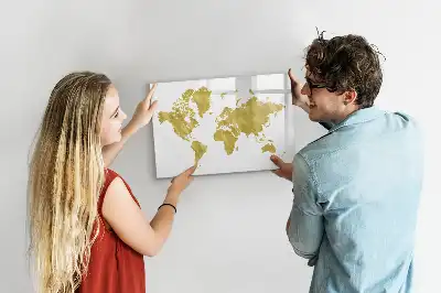 Lavagna magnetica mappa del mondo dorata