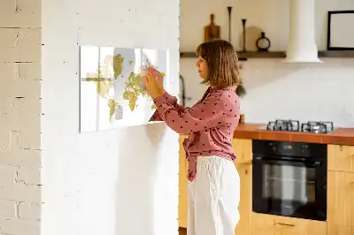 Lavagna magnetica mappa del mondo dorata