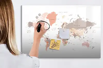 Lavagna magnetica per disegnare a forma di mappa del mondo dettagliata