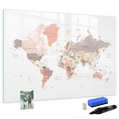 Lavagna magnetica per disegnare a forma di mappa del mondo dettagliata