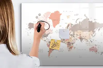 Lavagna magnetica per disegnare a forma di mappa del mondo dettagliata