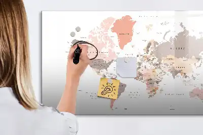 Lavagna magnetica per disegnare a forma di mappa del mondo dettagliata