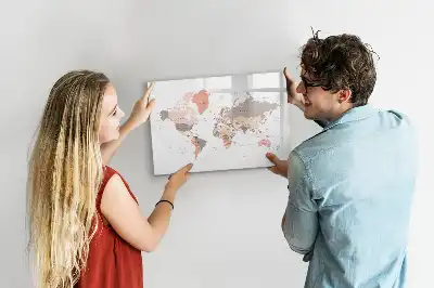Lavagna magnetica per disegnare a forma di mappa del mondo dettagliata