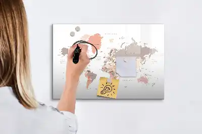Lavagna magnetica per disegnare a forma di mappa del mondo dettagliata