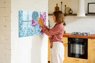 Lavagna magnetica per scrivere con design a fenicotteri gonfiabili