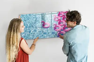 Lavagna magnetica per scrivere con design a fenicotteri gonfiabili