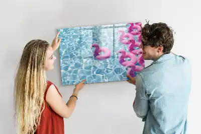 Lavagna magnetica per scrivere con design a fenicotteri gonfiabili