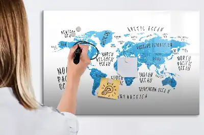 Lavagna magnetica per disegnare mappa blu della Terra